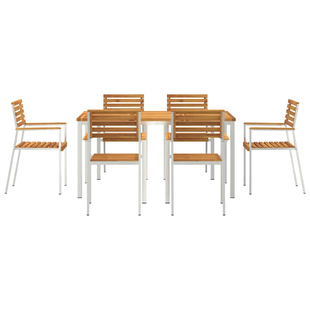 Tuin eettafelset 7 pcs Bruin Massief Acaciahout