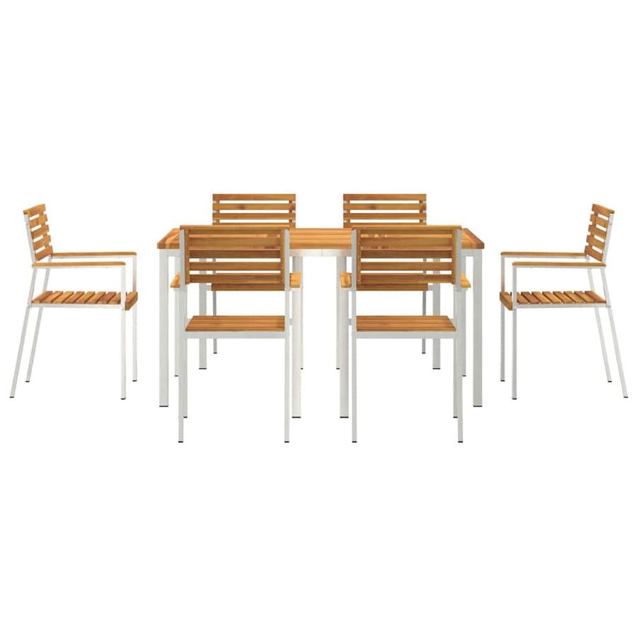Tuin eettafelset 7 pcs Bruin Massief Acaciahout