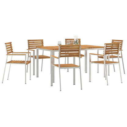 Tuin eettafelset 7 pcs Bruin Massief Acaciahout