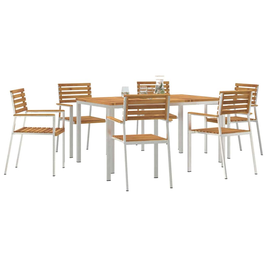 Tuin eettafelset 7 pcs Bruin Massief Acaciahout