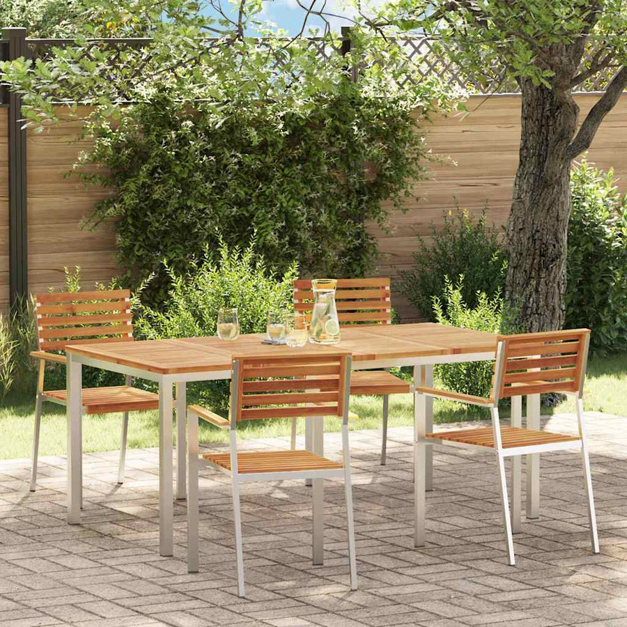 Tuin eettafelset 5 pcs Bruin Massief Acaciahout
