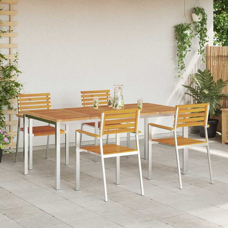 Tuin eettafelset 5 pcs Bruin Massief Acaciahout