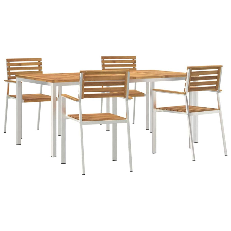 Tuin eettafelset 5 pcs Bruin Massief Acaciahout