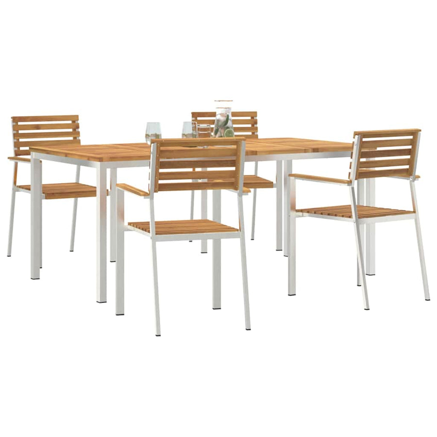Tuin eettafelset 5 pcs Bruin Massief Acaciahout