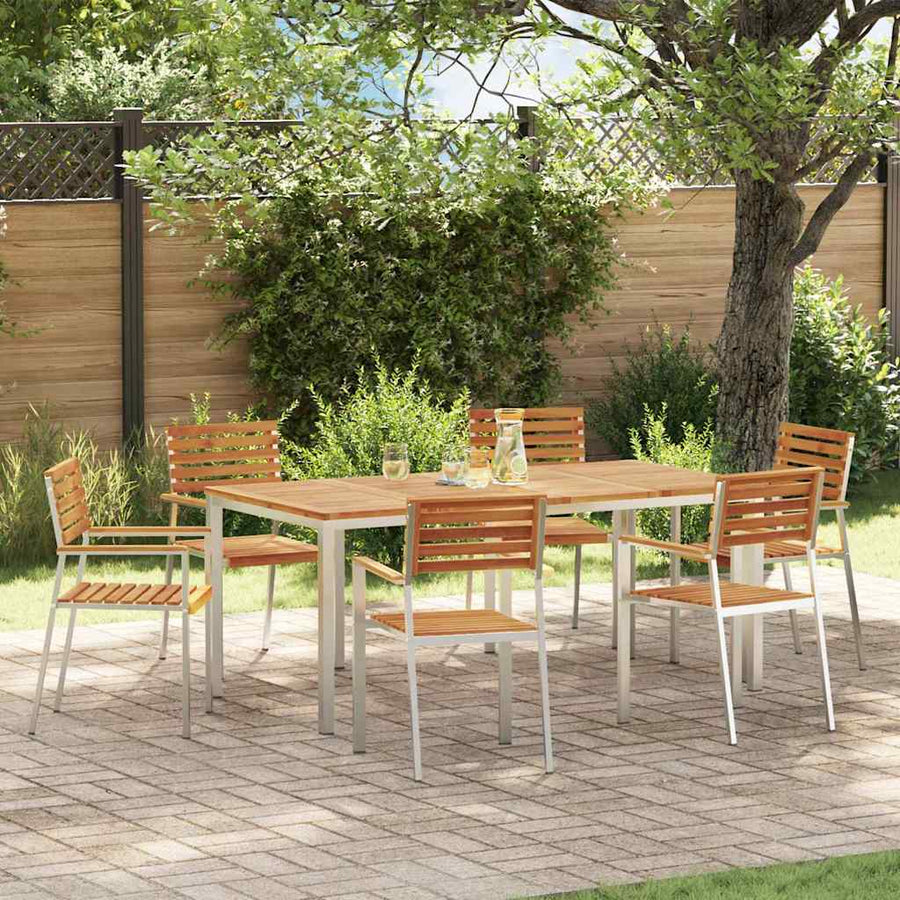 Tuin eettafelset 7 pcs Bruin Massief Acaciahout