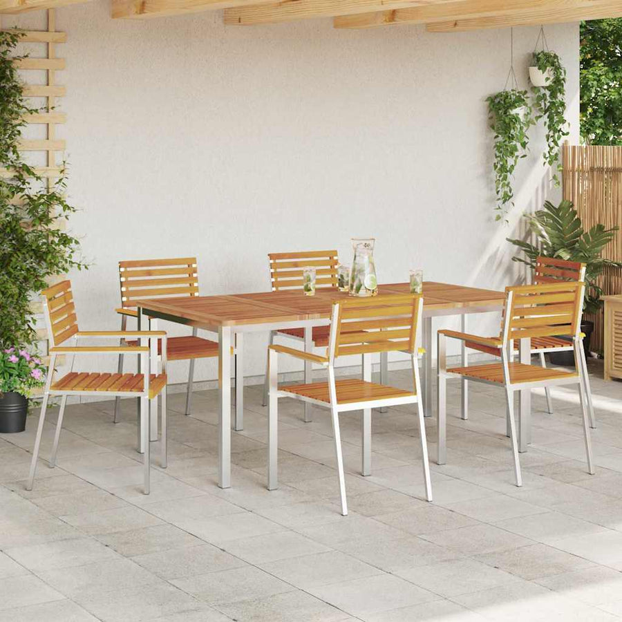 Tuin eettafelset 7 pcs Bruin Massief Acaciahout