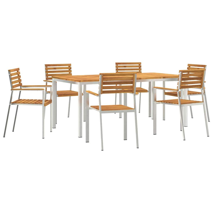 Tuin eettafelset 7 pcs Bruin Massief Acaciahout