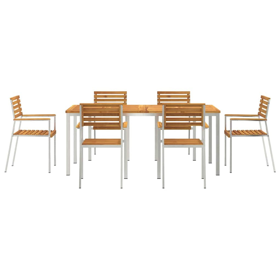 Tuin eettafelset 7 pcs Bruin Massief Acaciahout