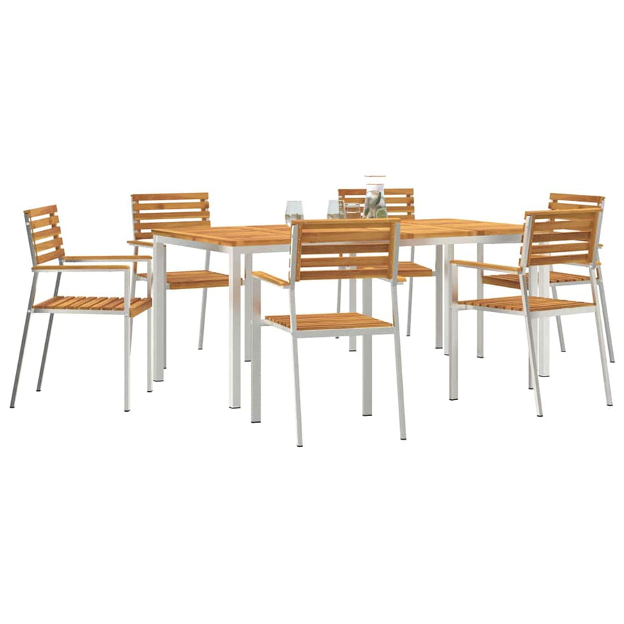 Tuin eettafelset 7 pcs Bruin Massief Acaciahout
