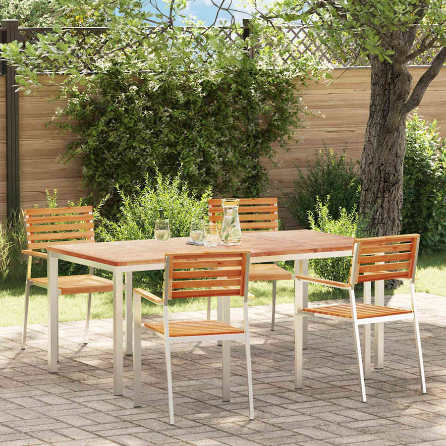 Tuin eettafelset 5 pcs Bruin Massief Teakhout
