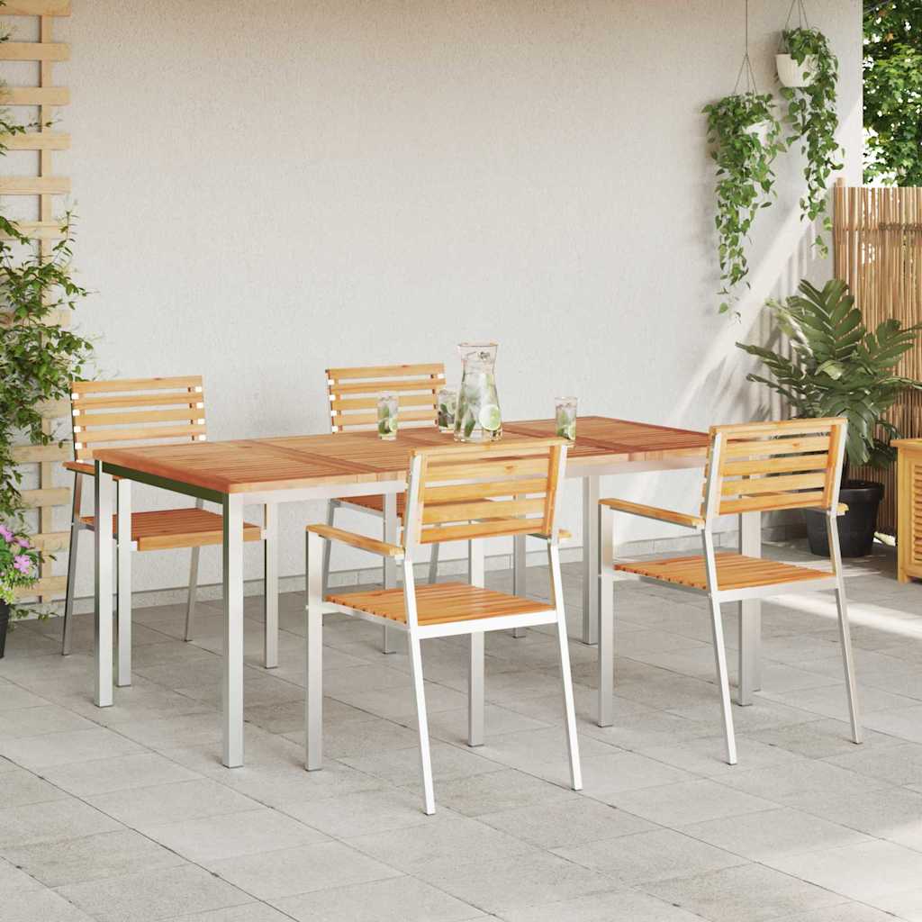 Tuin eettafelset 5 pcs Bruin Massief Teakhout