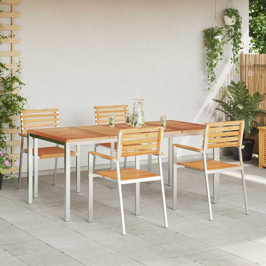 Tuin eettafelset 5 pcs Bruin Massief Teakhout