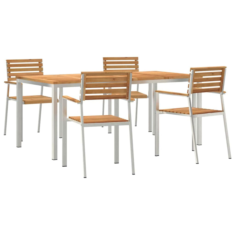 Tuin eettafelset 5 pcs Bruin Massief Teakhout