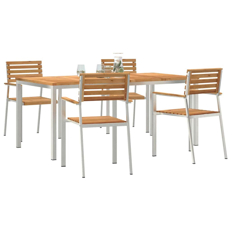 Tuin eettafelset 5 pcs Bruin Massief Teakhout