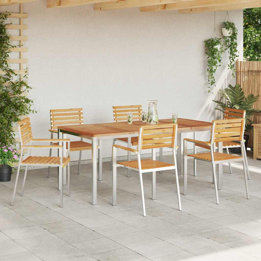 Tuin eettafelset 7 pcs Bruin Massief Teakhout