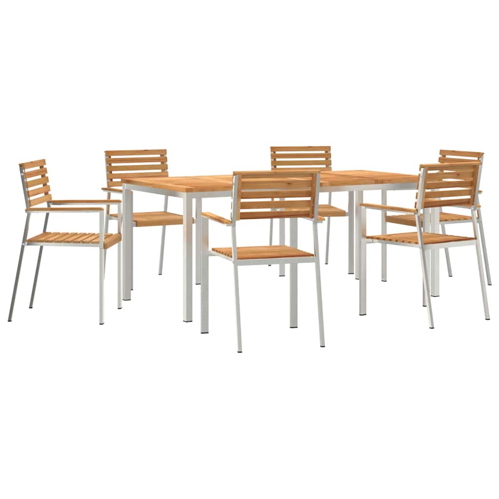 Tuin eettafelset 7 pcs Bruin Massief Teakhout