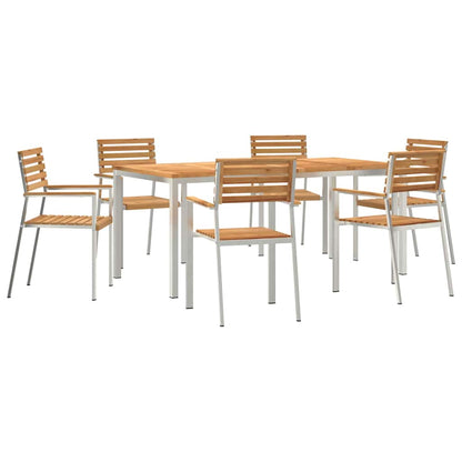 Tuin eettafelset 7 pcs Bruin Massief Teakhout