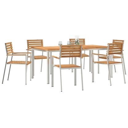 Tuin eettafelset 7 pcs Bruin Massief Teakhout