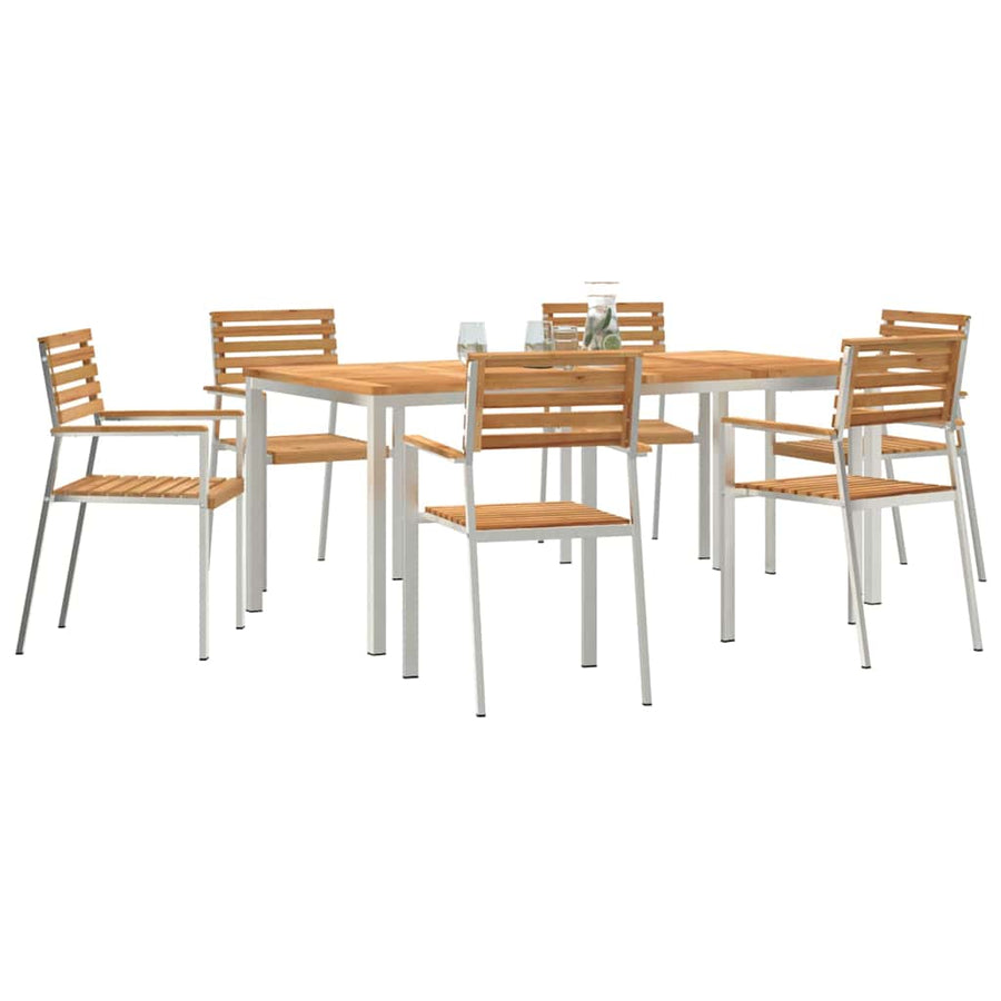 Tuin eettafelset 7 pcs Bruin Massief Teakhout