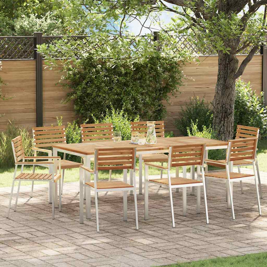 Tuin eettafelset 9 pcs Bruin Massief Teakhout