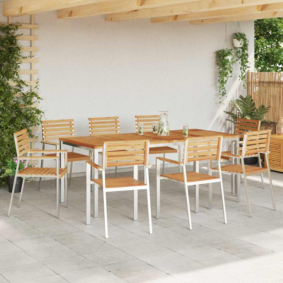 Tuin eettafelset 9 pcs Bruin Massief Teakhout