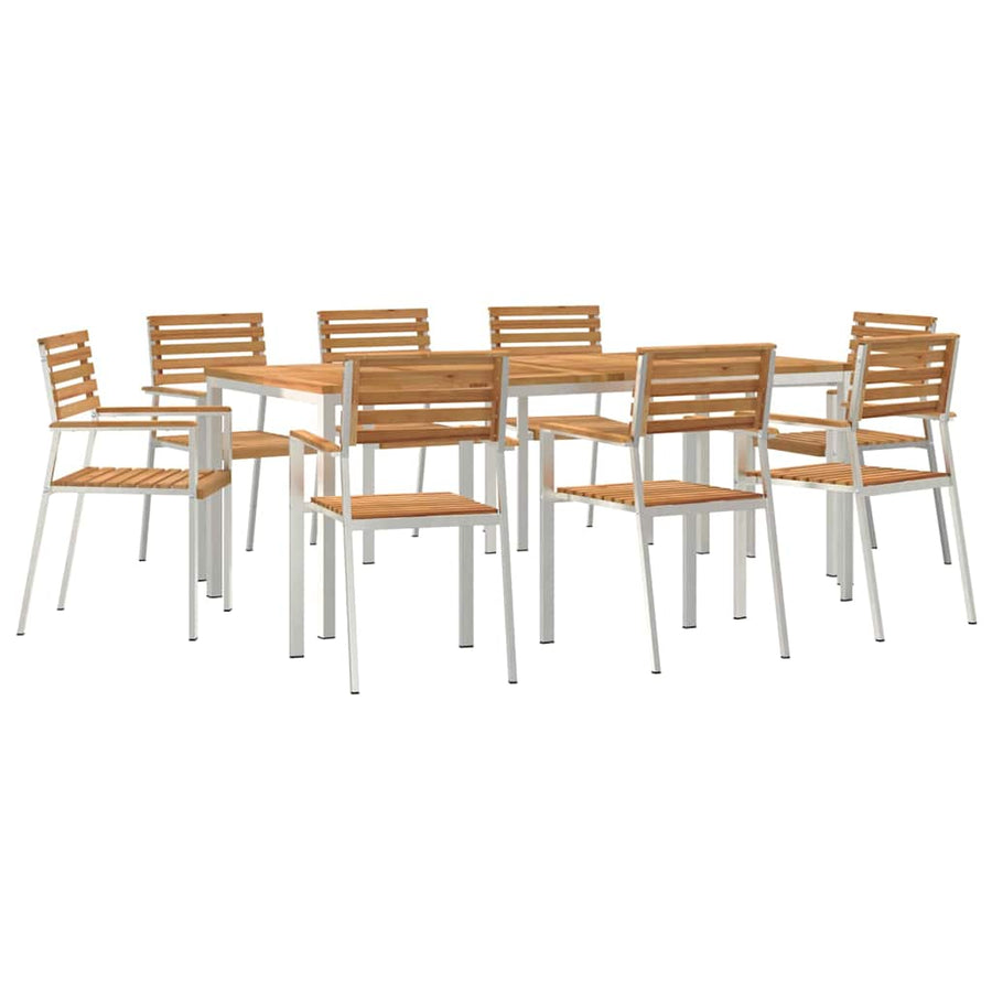 Tuin eettafelset 9 pcs Bruin Massief Teakhout