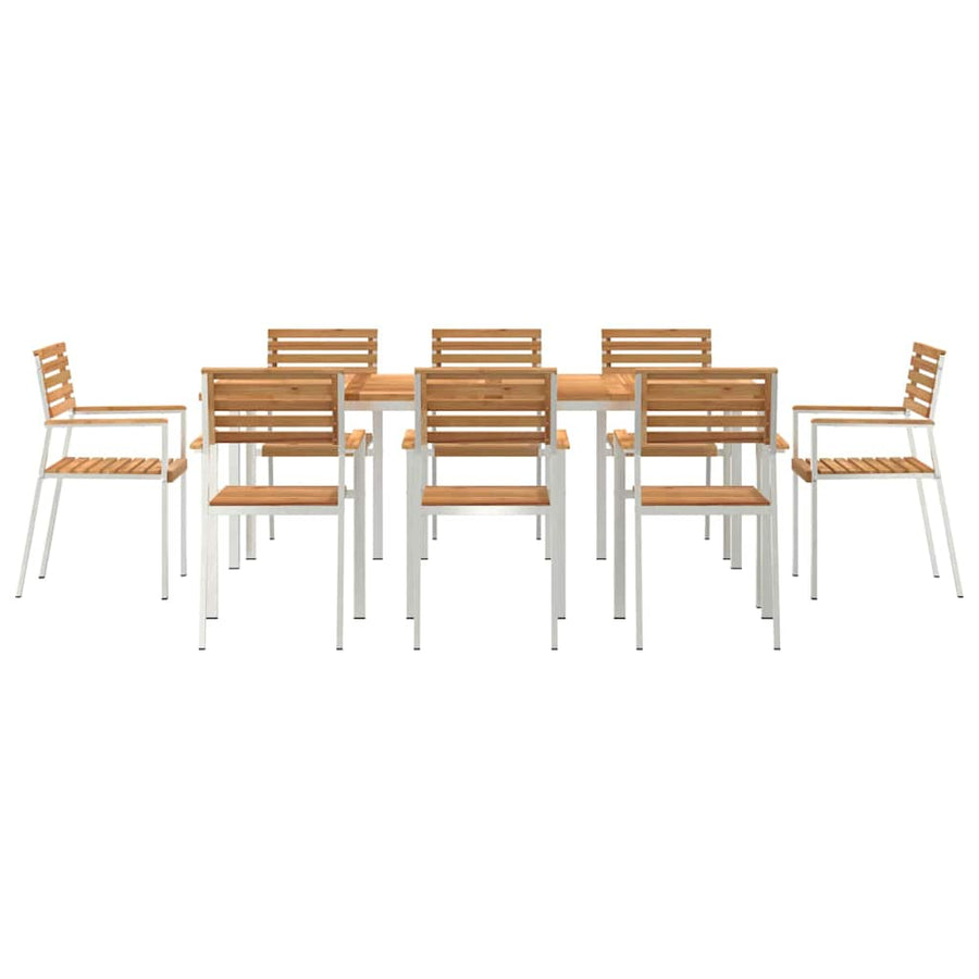 Tuin eettafelset 9 pcs Bruin Massief Teakhout