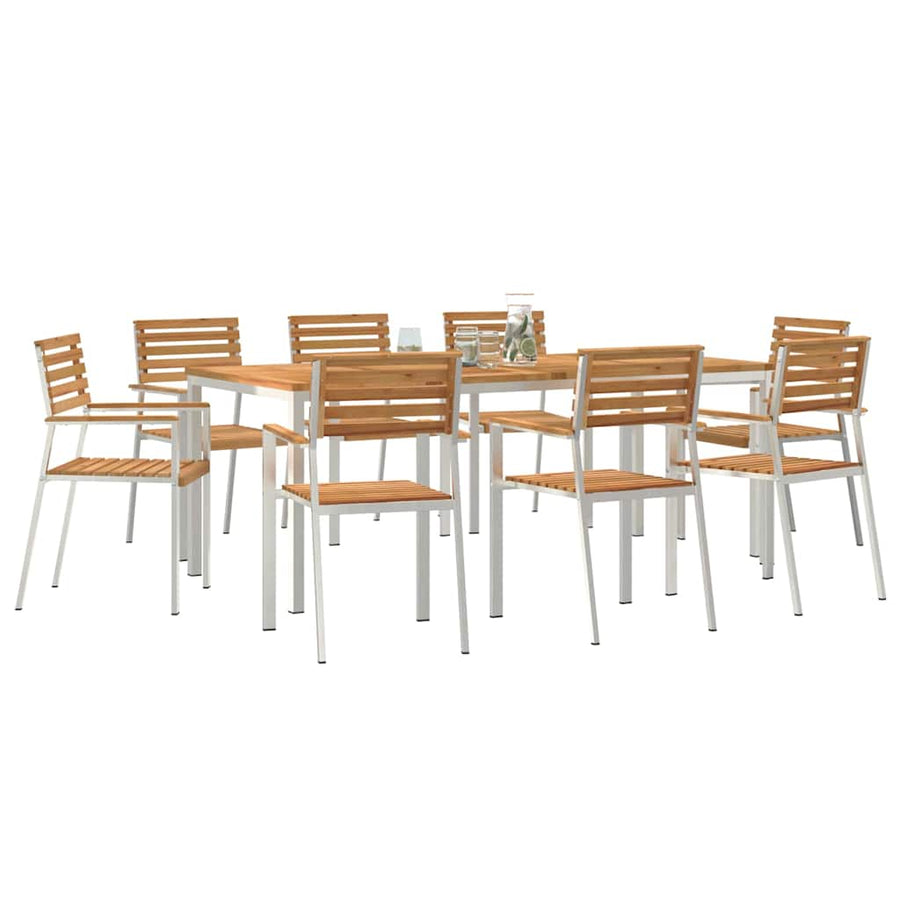 Tuin eettafelset 9 pcs Bruin Massief Teakhout