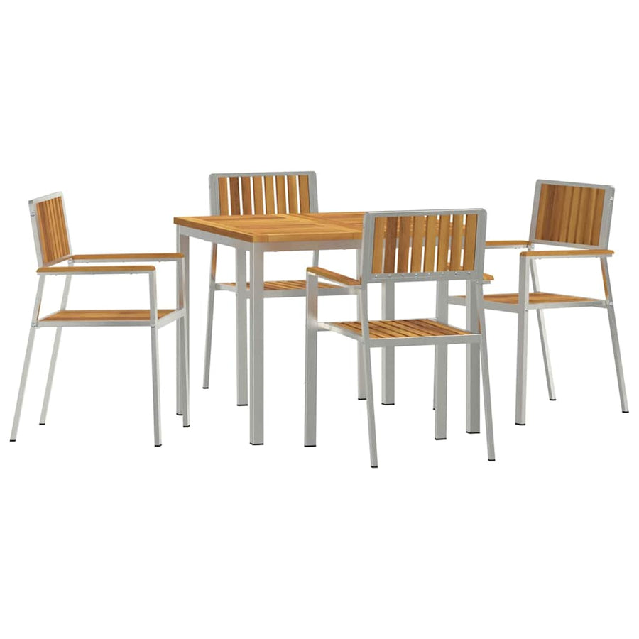 Buiten eettafelset 5 pcs Bruin Massief Acaciahout