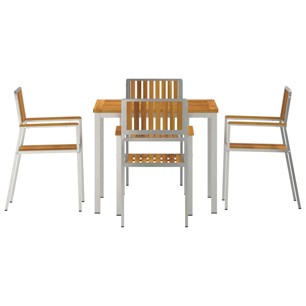 Buiten eettafelset 5 pcs Bruin Massief Acaciahout