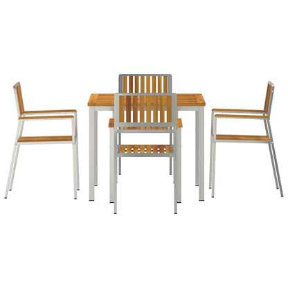 Buiten eettafelset 5 pcs Bruin Massief Acaciahout