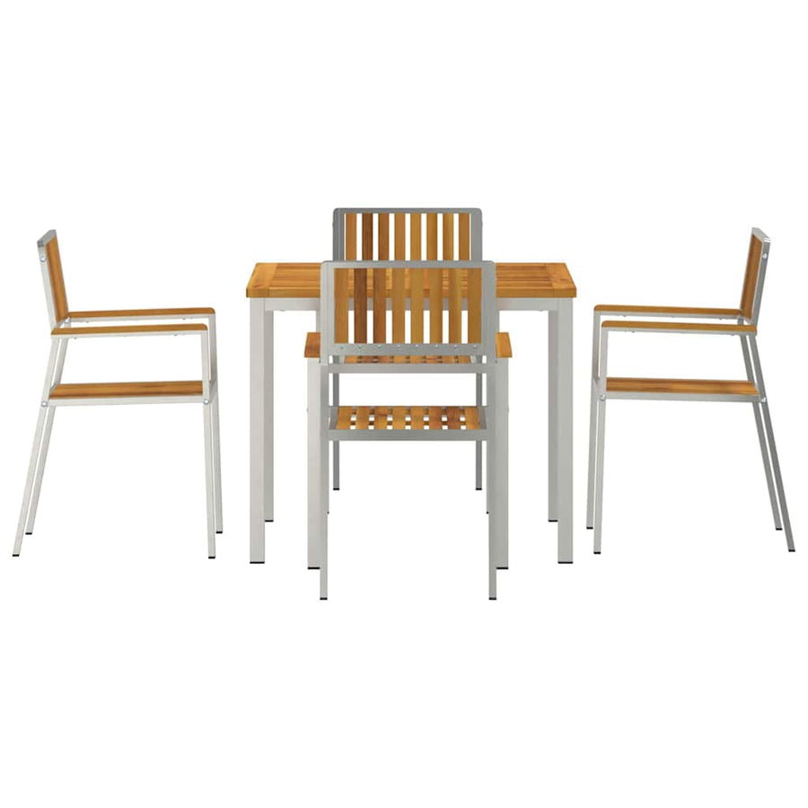 Buiten eettafelset 5 pcs Bruin Massief Acaciahout