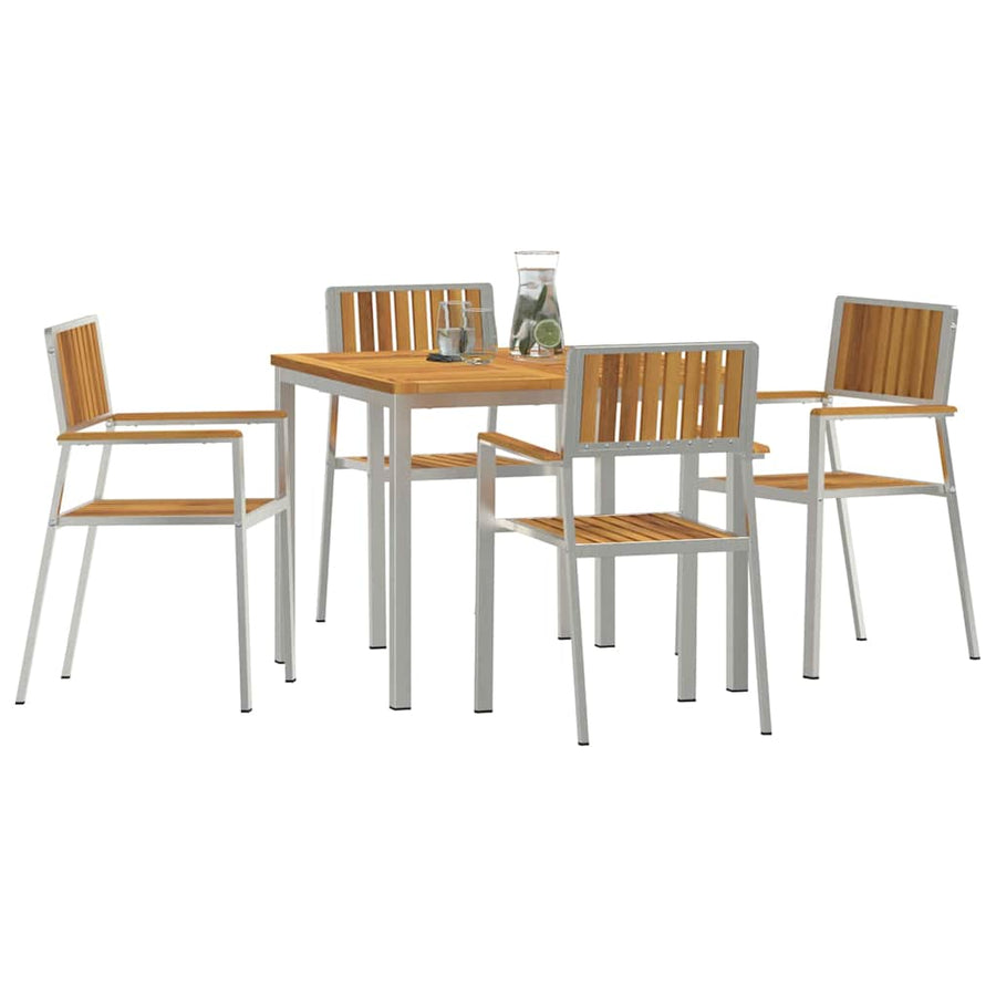 Buiten eettafelset 5 pcs Bruin Massief Acaciahout