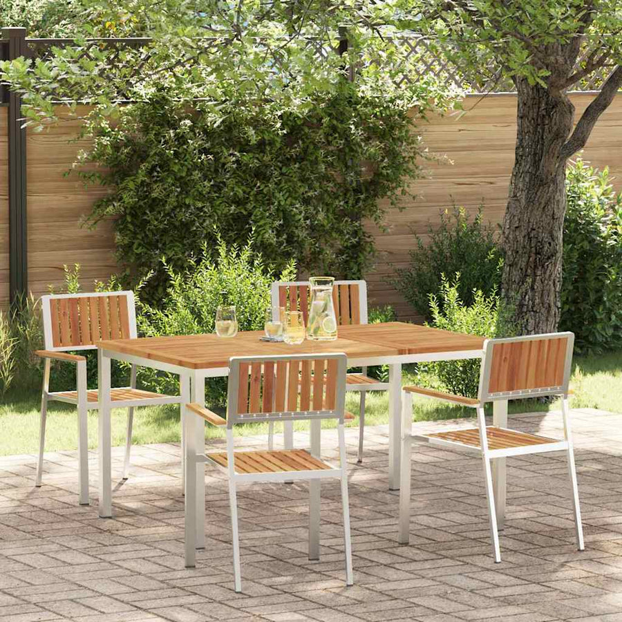Buiten eettafelset 5 pcs Bruin Massief Acaciahout