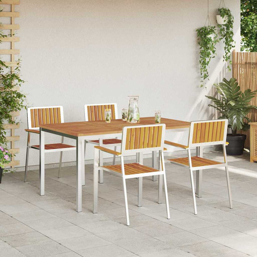 Buiten eettafelset 5 pcs Bruin Massief Acaciahout