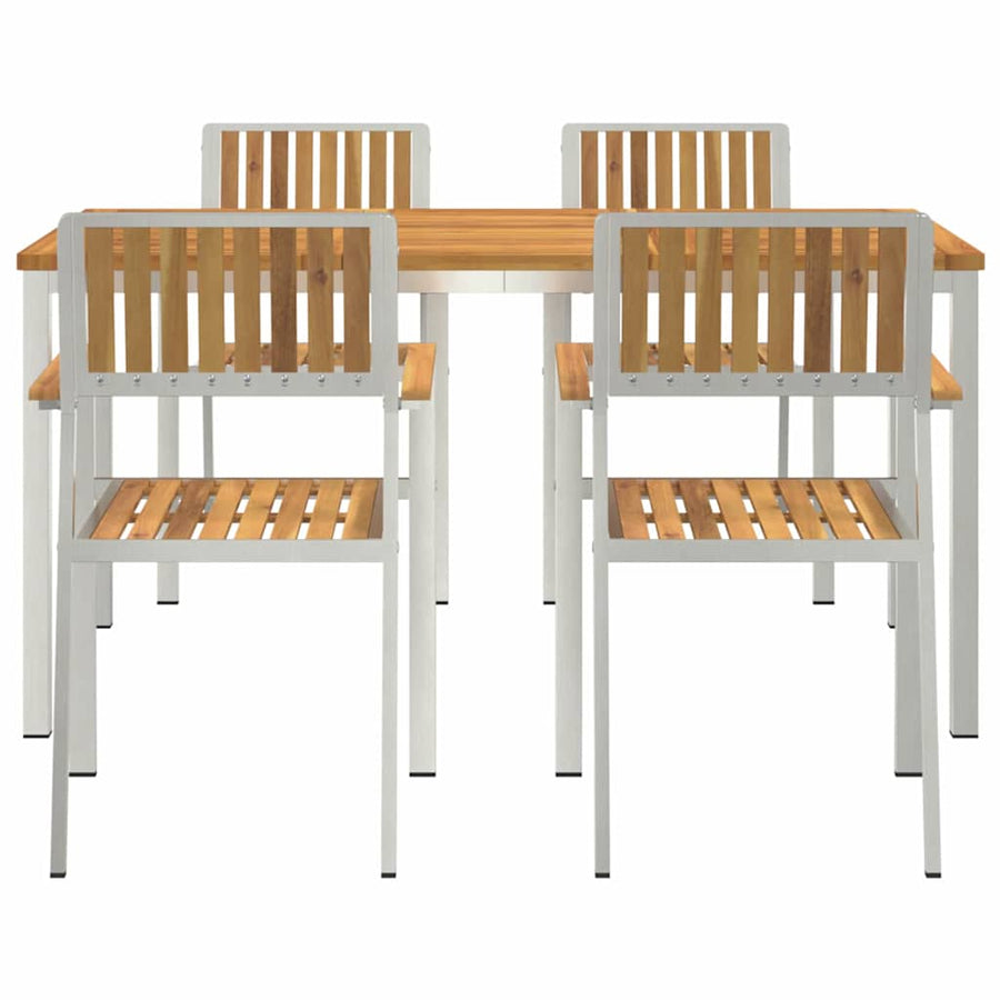 Buiten eettafelset 5 pcs Bruin Massief Acaciahout