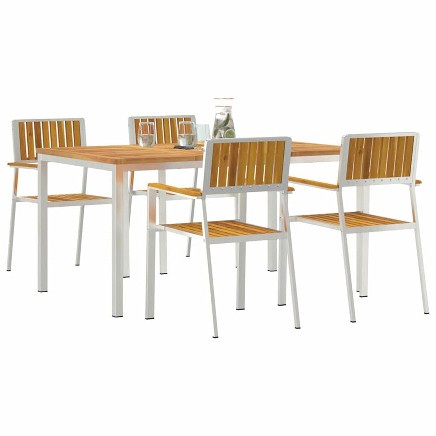 Buiten eettafelset 5 pcs Bruin Massief Acaciahout