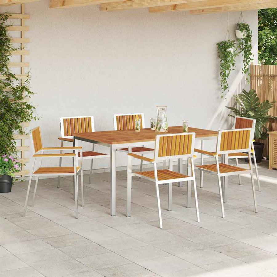 Buiten eettafelset 7 pcs Bruin Massief Acaciahout