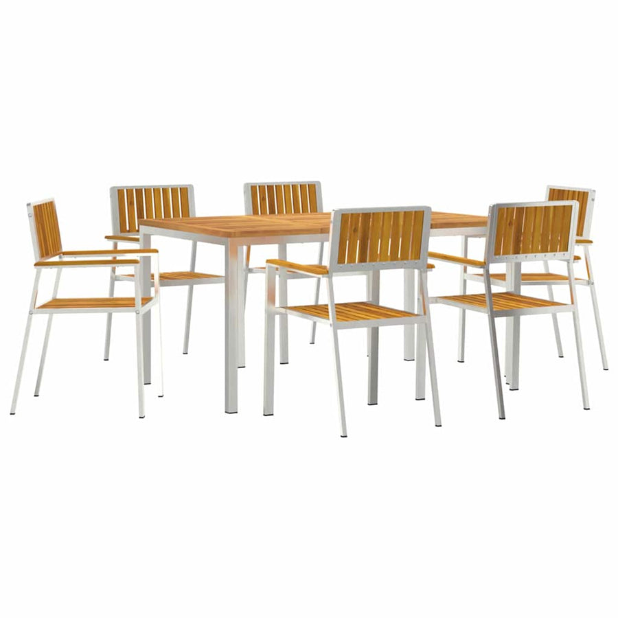 Buiten eettafelset 7 pcs Bruin Massief Acaciahout