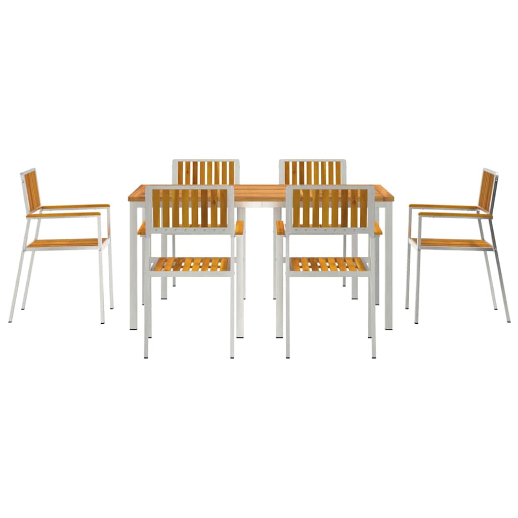 Buiten eettafelset 7 pcs Bruin Massief Acaciahout