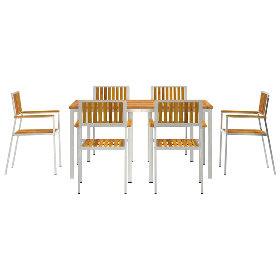 Buiten eettafelset 7 pcs Bruin Massief Acaciahout