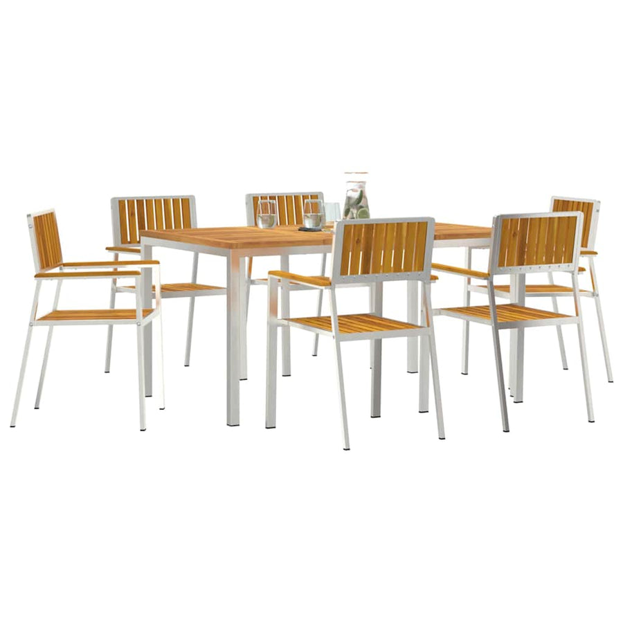 Buiten eettafelset 7 pcs Bruin Massief Acaciahout