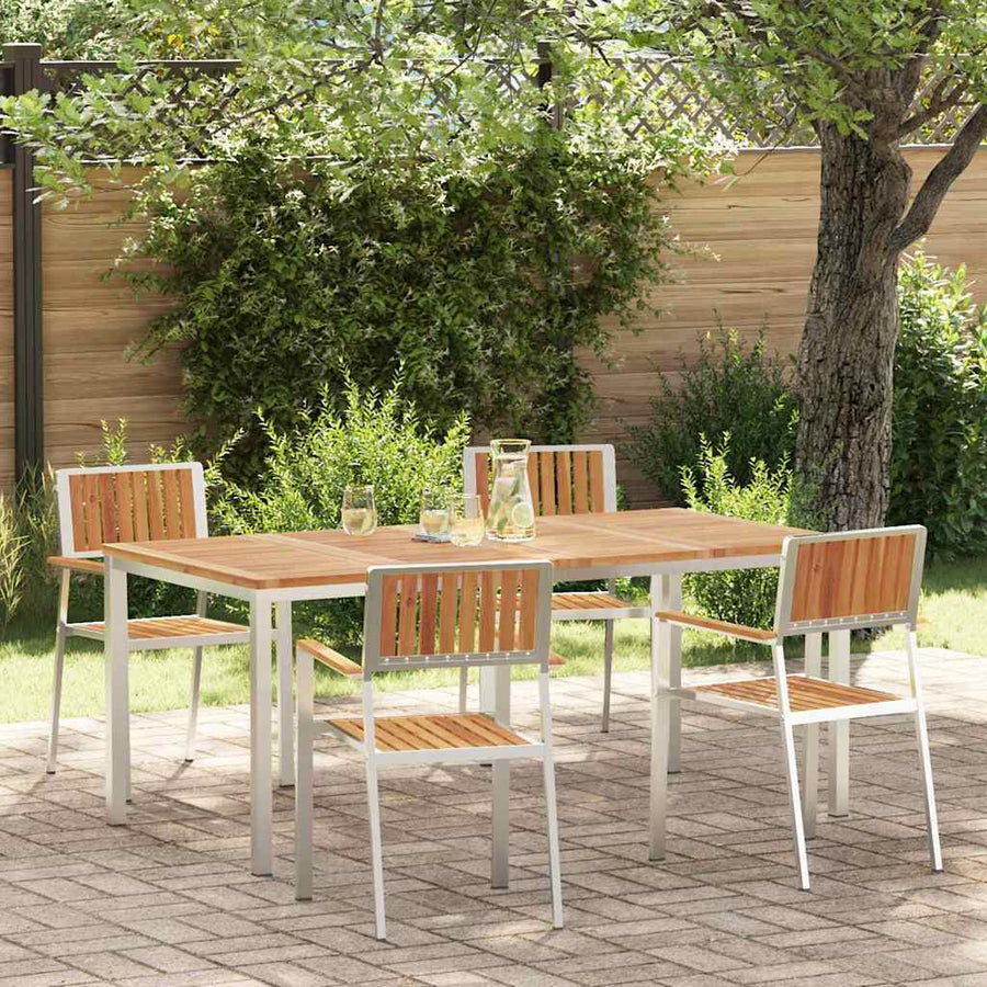 Buiten eettafelset 5 pcs Bruin Massief Acaciahout