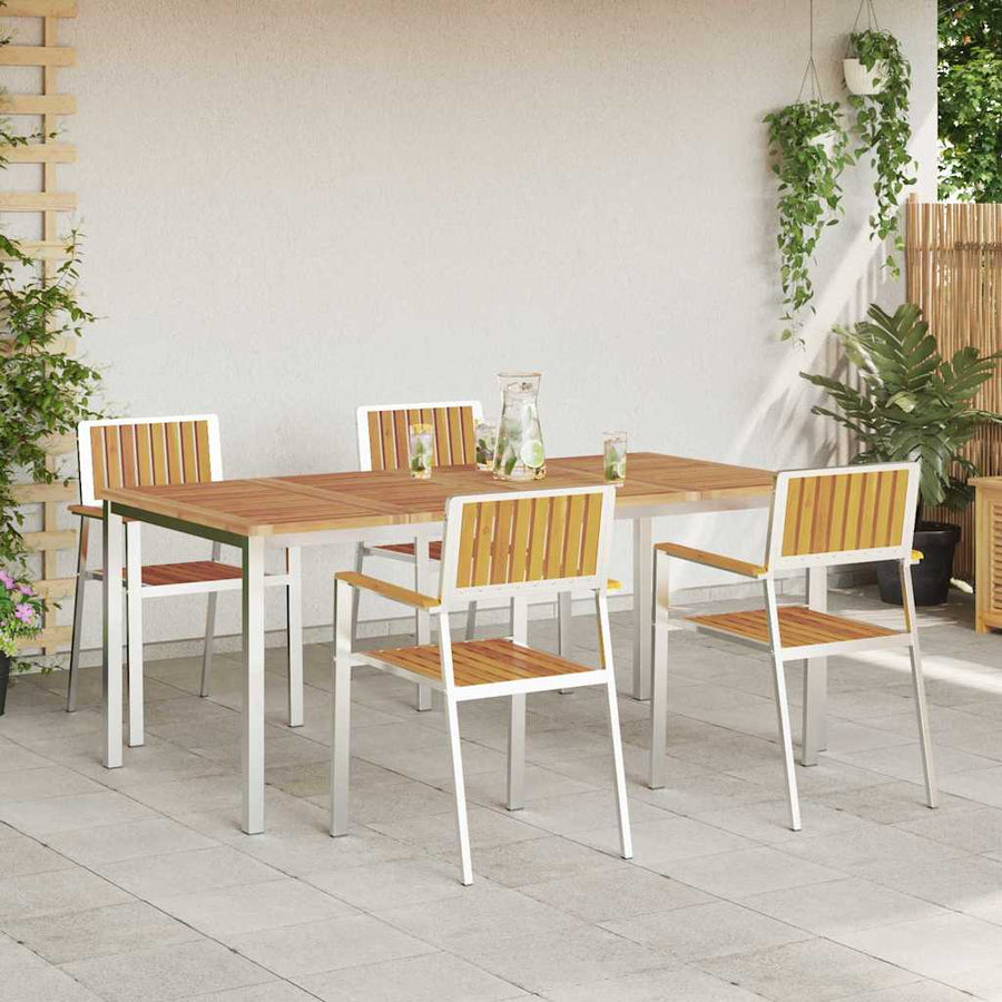 Buiten eettafelset 5 pcs Bruin Massief Acaciahout