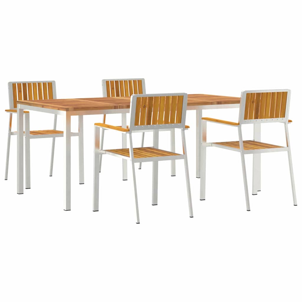 Buiten eettafelset 5 pcs Bruin Massief Acaciahout