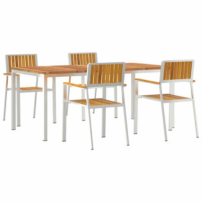 Buiten eettafelset 5 pcs Bruin Massief Acaciahout