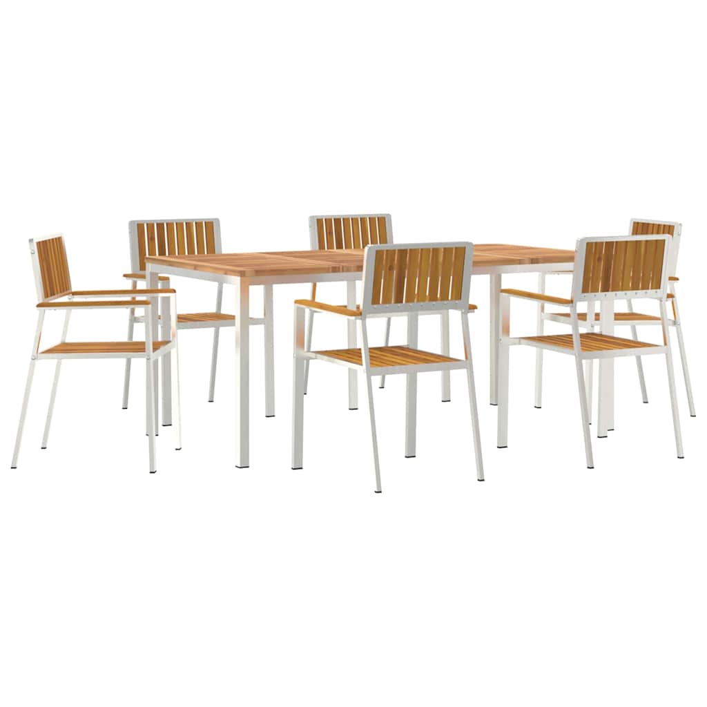 Buiten eettafelset 7 pcs Bruin Massief Acaciahout