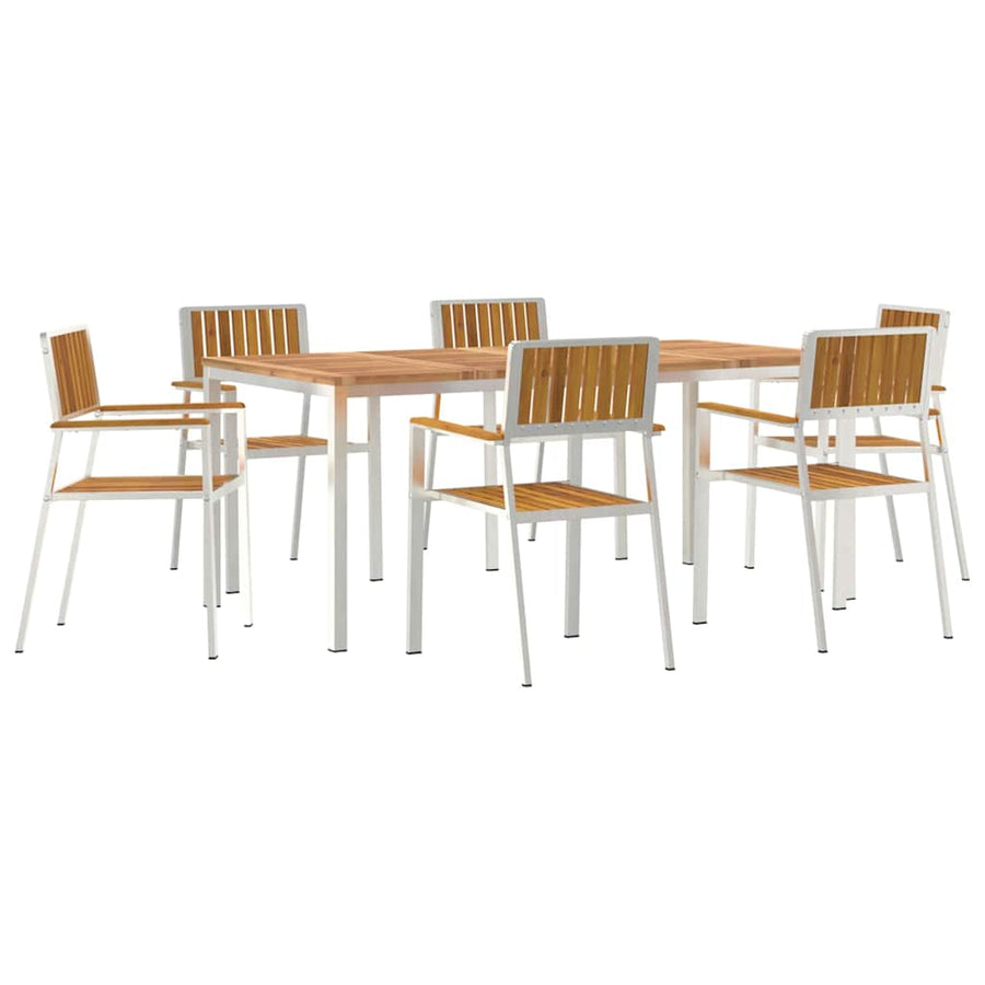 Buiten eettafelset 7 pcs Bruin Massief Acaciahout