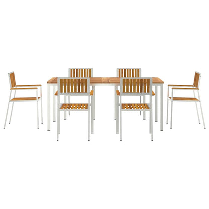 Buiten eettafelset 7 pcs Bruin Massief Acaciahout