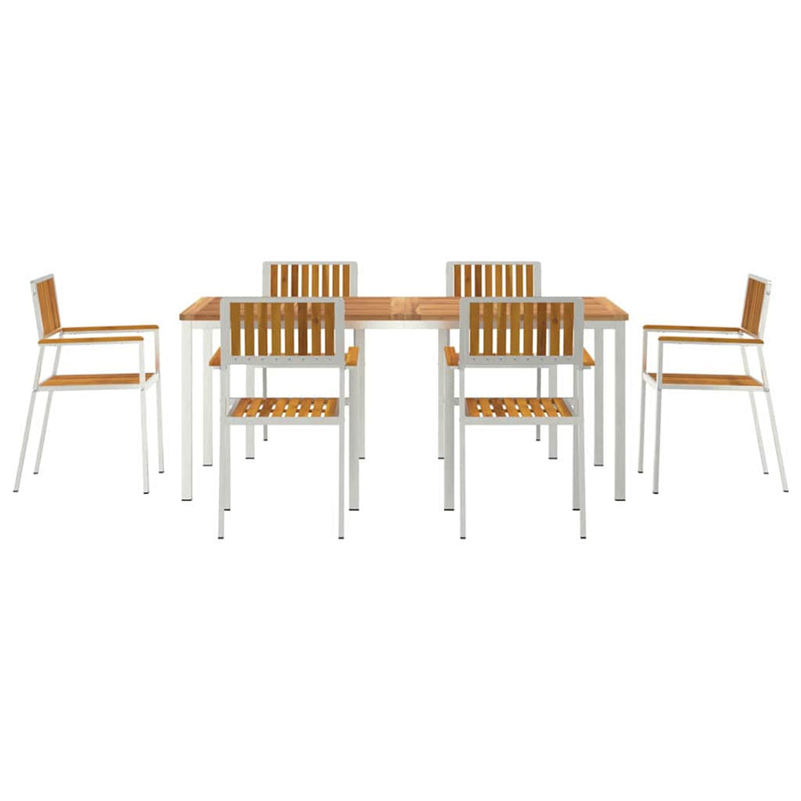 Buiten eettafelset 7 pcs Bruin Massief Acaciahout
